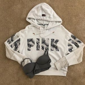 PINK mesh hoodie & long line VS bralette